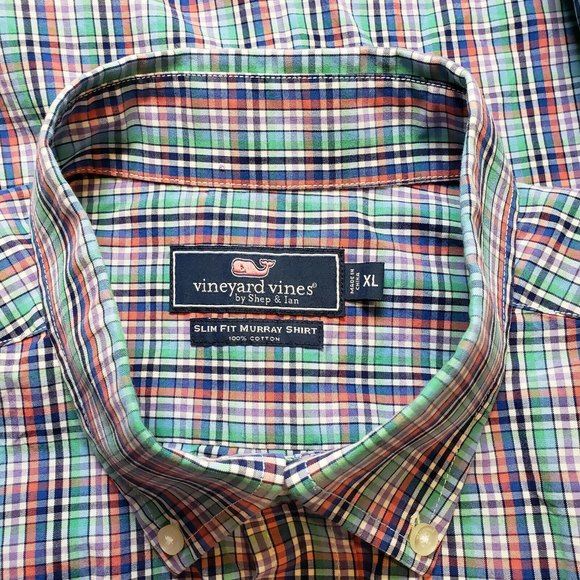 Vineyard Vines Mens XL Slim Fit Murray Shirt Button Down Front Multi Check EUC - Picture 6 of 10